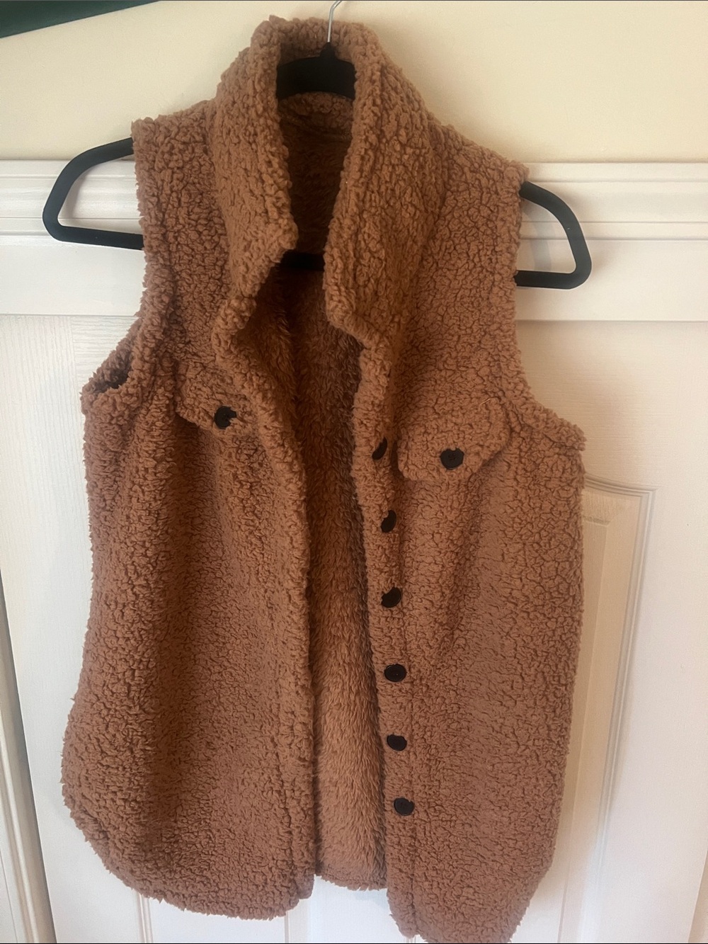 Source Unknown Camel Teddy Sherpa Button-Front Vest